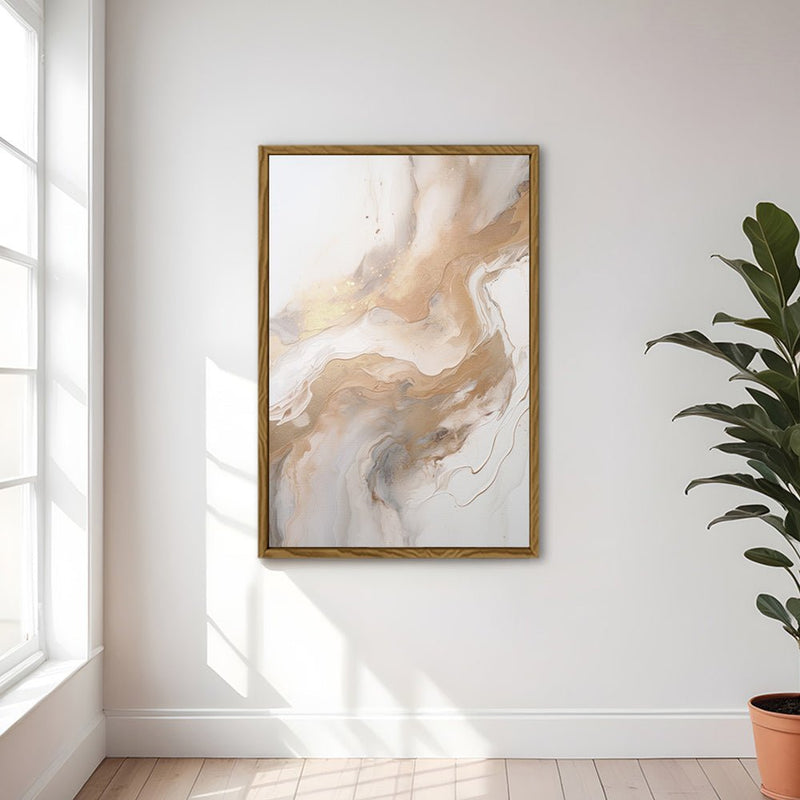 Canvas Wall Art Stretched Over Wooden Frame with Floating Frame and Gold Marble Painting CV4163 - Al Rugaib Furniture