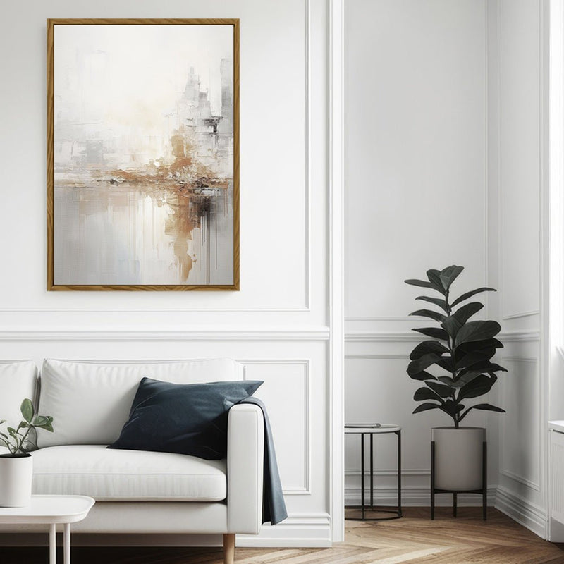 Canvas Wall Art Stretched Over Wooden Frame with Floating Frame and Gold Pattern Painting CV4164 - Al Rugaib Furniture