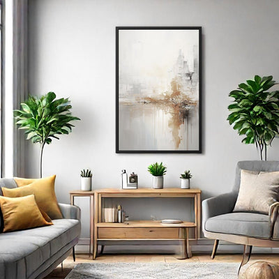 Canvas Wall Art Stretched Over Wooden Frame with Floating Frame and Gold Pattern Painting CV4164 - Al Rugaib Furniture