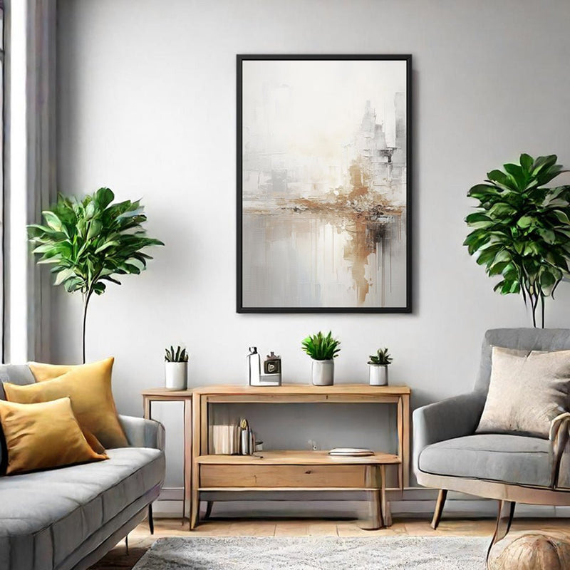 Canvas Wall Art Stretched Over Wooden Frame with Floating Frame and Gold Pattern Painting CV4164 - Al Rugaib Furniture