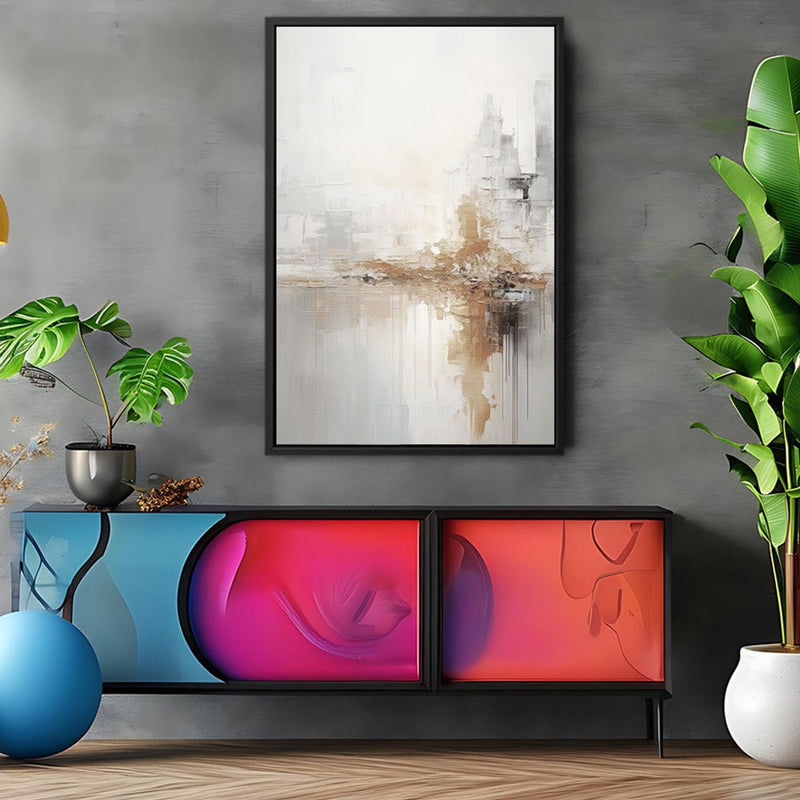 Canvas Wall Art Stretched Over Wooden Frame with Floating Frame and Gold Pattern Painting CV4164 - Al Rugaib Furniture