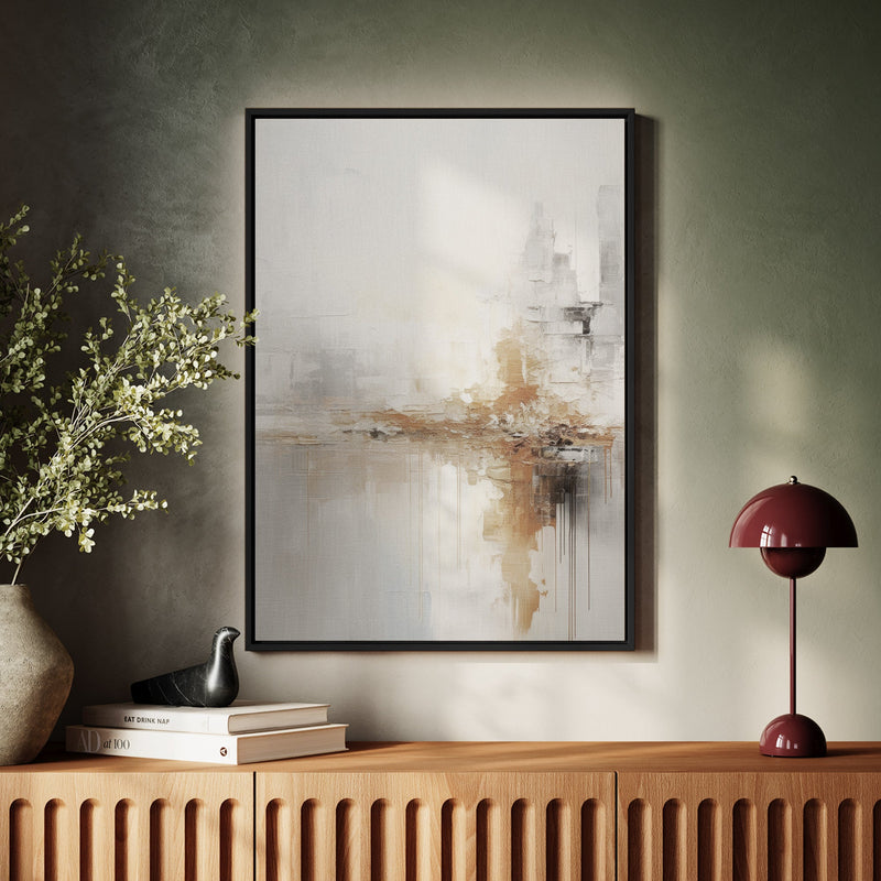 Canvas Wall Art Stretched Over Wooden Frame with Floating Frame and Gold Pattern Painting CV4164 - Al Rugaib Furniture