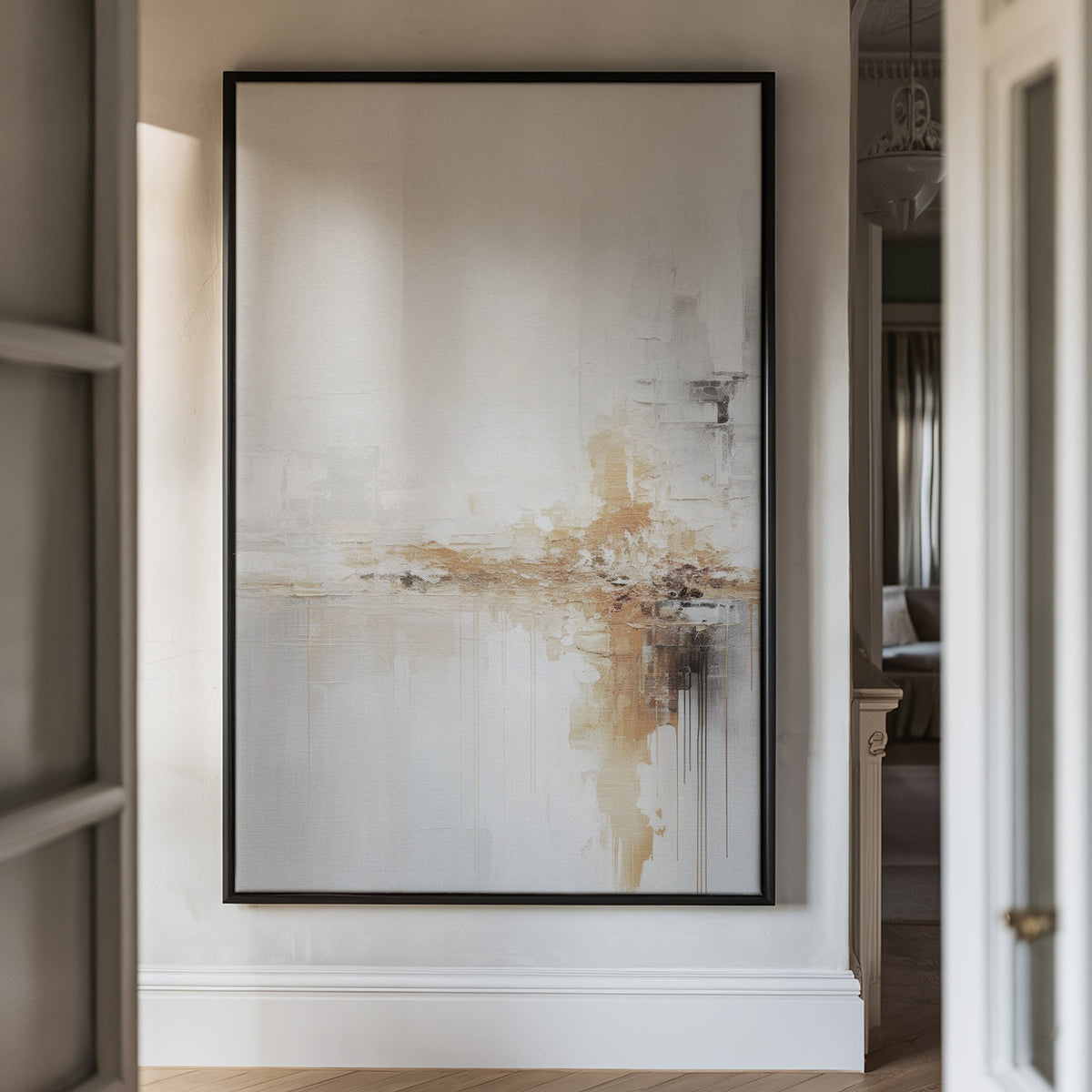 Canvas Wall Art Stretched Over Wooden Frame with Floating Frame and Gold Pattern Painting CV4164 Paintings & Pictures| LOWHA
