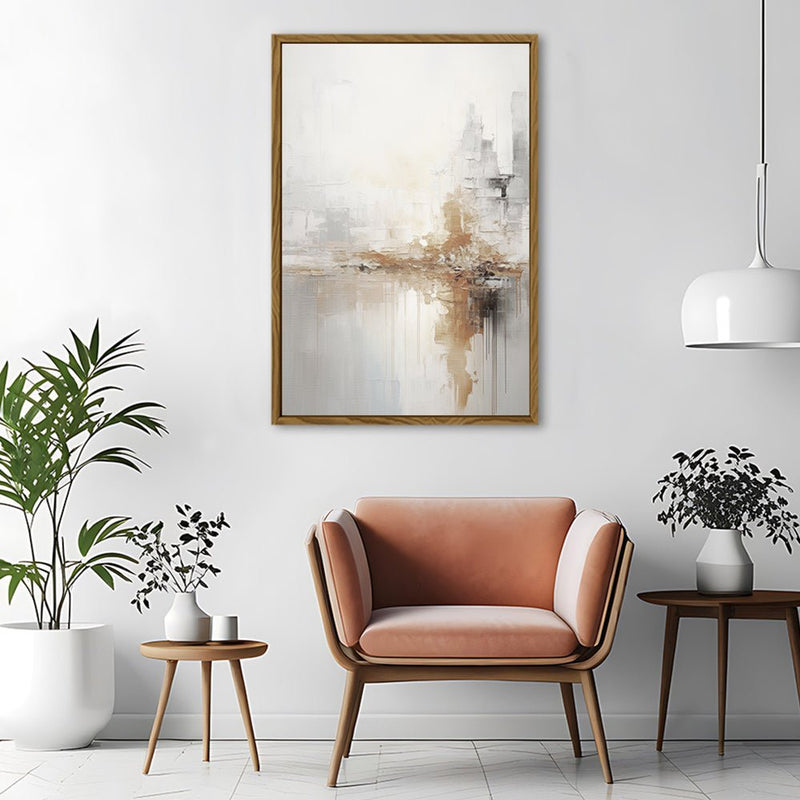 Canvas Wall Art Stretched Over Wooden Frame with Floating Frame and Gold Pattern Painting CV4164 - Al Rugaib Furniture