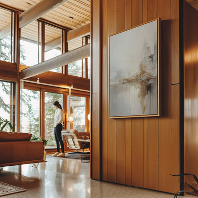 Canvas Wall Art Stretched Over Wooden Frame with Floating Frame and Gold Pattern Painting CV4164 - Al Rugaib Furniture