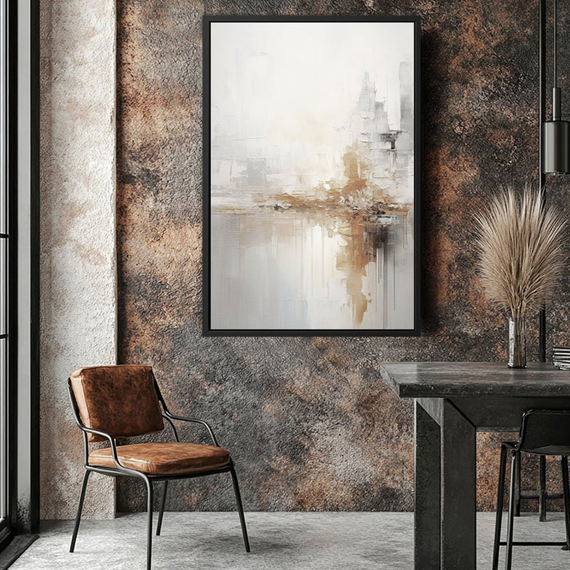 Canvas Wall Art Stretched Over Wooden Frame with Floating Frame and Gold Pattern Painting CV4164 - Al Rugaib Furniture