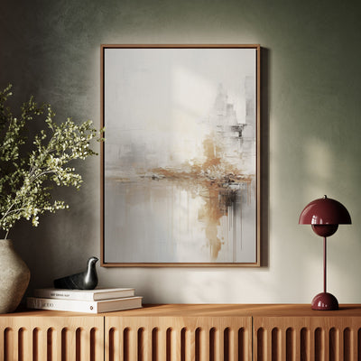 Canvas Wall Art Stretched Over Wooden Frame with Floating Frame and Gold Pattern Painting CV4164 - Al Rugaib Furniture