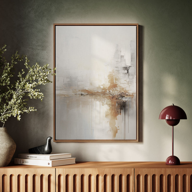 Canvas Wall Art Stretched Over Wooden Frame with Floating Frame and Gold Pattern Painting CV4164 - Al Rugaib Furniture