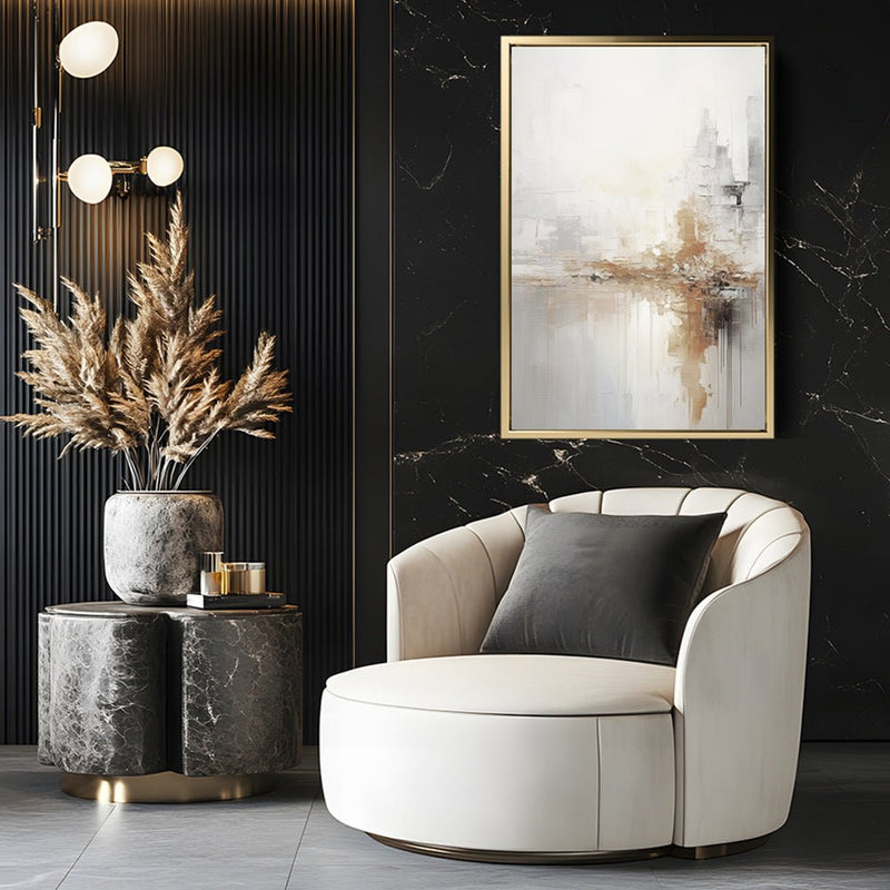 Canvas Wall Art Stretched Over Wooden Frame with Floating Frame and Gold Pattern Painting CV4164 - Al Rugaib Furniture