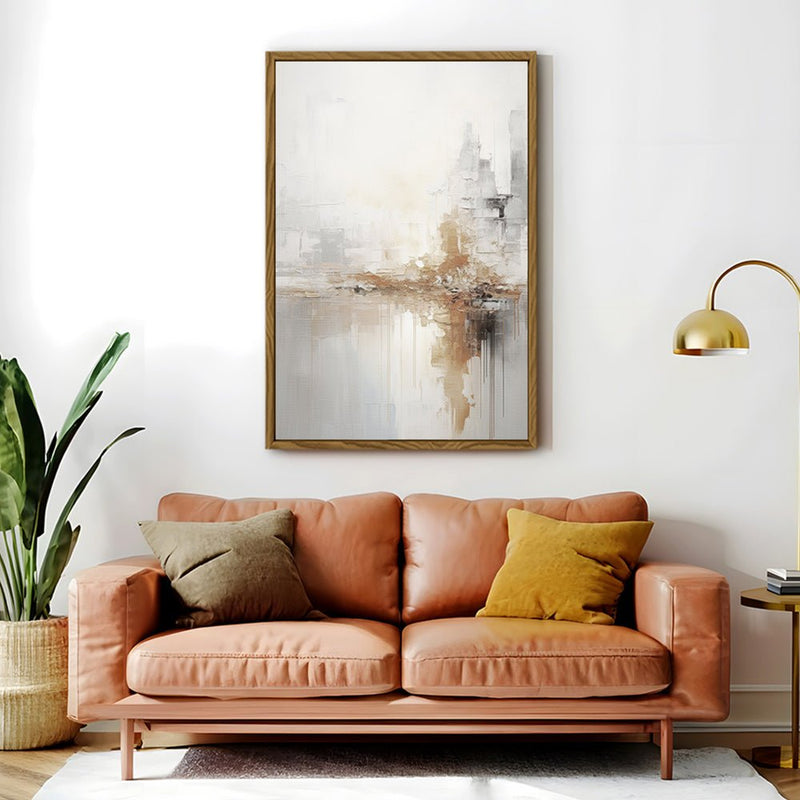 Canvas Wall Art Stretched Over Wooden Frame with Floating Frame and Gold Pattern Painting CV4164 - Al Rugaib Furniture