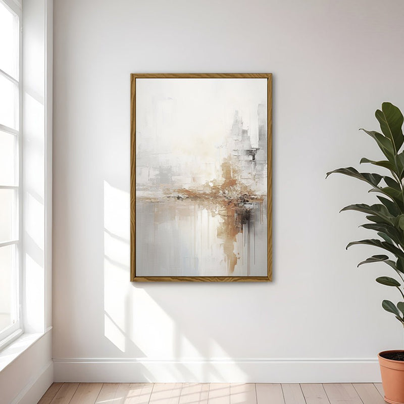 Canvas Wall Art Stretched Over Wooden Frame with Floating Frame and Gold Pattern Painting CV4164 - Al Rugaib Furniture
