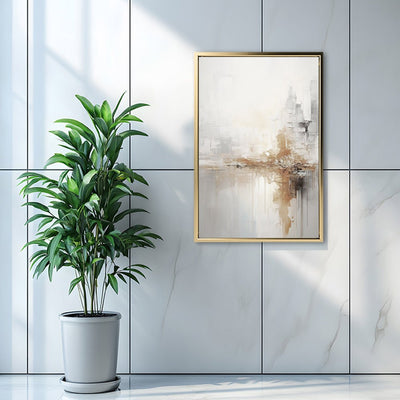 Canvas Wall Art Stretched Over Wooden Frame with Floating Frame and Gold Pattern Painting CV4164 - Al Rugaib Furniture