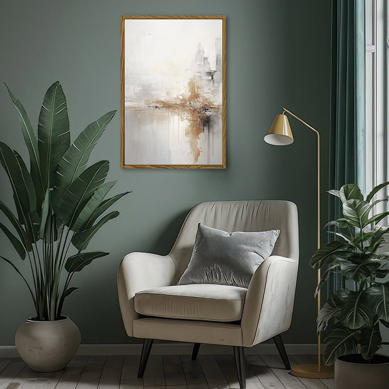 Canvas Wall Art Stretched Over Wooden Frame with Floating Frame and Gold Pattern Painting CV4164 - Al Rugaib Furniture