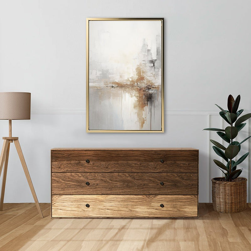 Canvas Wall Art Stretched Over Wooden Frame with Floating Frame and Gold Pattern Painting CV4164 - Al Rugaib Furniture