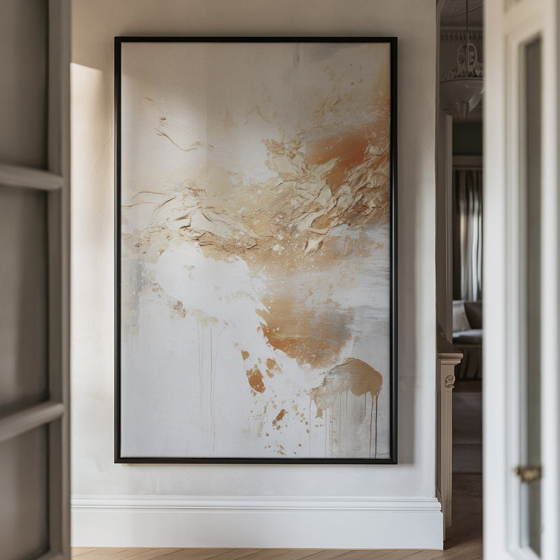 Canvas Wall Art Stretched Over Wooden Frame with Floating Frame and Gold Pattern Painting CV4165 - Al Rugaib Furniture