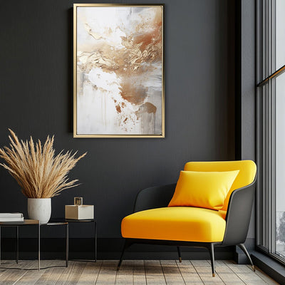 Canvas Wall Art Stretched Over Wooden Frame with Floating Frame and Gold Pattern Painting CV4165 - Al Rugaib Furniture