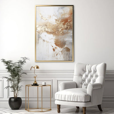 Canvas Wall Art Stretched Over Wooden Frame with Floating Frame and Gold Pattern Painting CV4165 - Al Rugaib Furniture