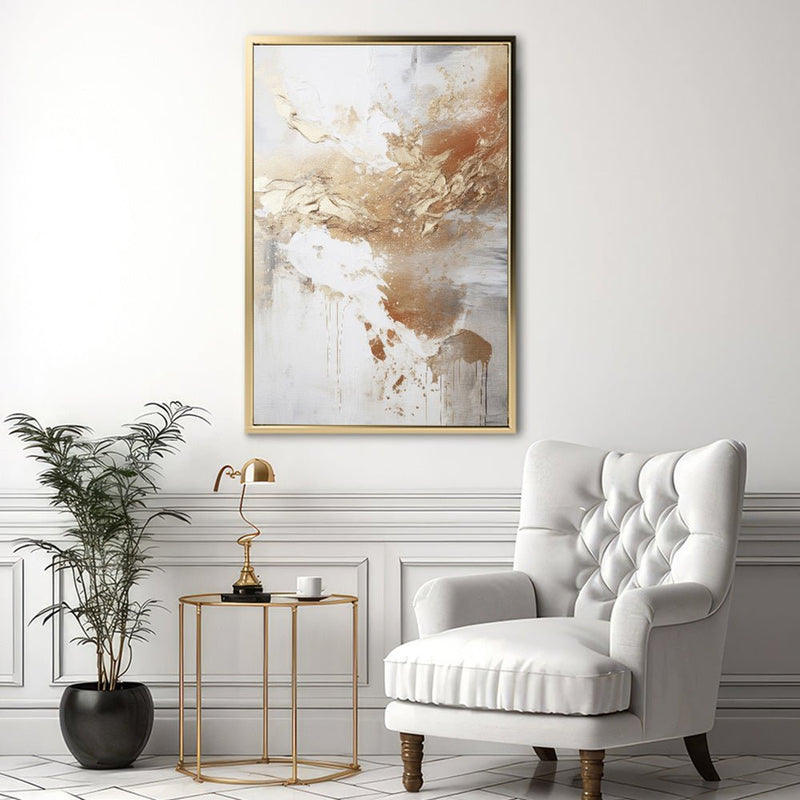 Canvas Wall Art Stretched Over Wooden Frame with Floating Frame and Gold Pattern Painting CV4165 - Al Rugaib Furniture