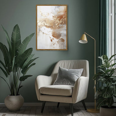 Canvas Wall Art Stretched Over Wooden Frame with Floating Frame and Gold Pattern Painting CV4165 - Al Rugaib Furniture