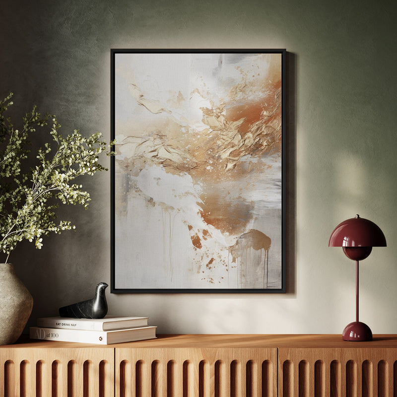 Canvas Wall Art Stretched Over Wooden Frame with Floating Frame and Gold Pattern Painting CV4165 - Al Rugaib Furniture