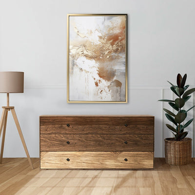 Canvas Wall Art Stretched Over Wooden Frame with Floating Frame and Gold Pattern Painting CV4165 - Al Rugaib Furniture