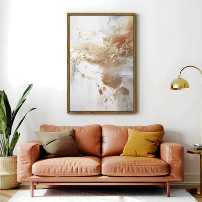 Canvas Wall Art Stretched Over Wooden Frame with Floating Frame and Gold Pattern Painting CV4165 - Al Rugaib Furniture