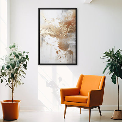 Canvas Wall Art Stretched Over Wooden Frame with Floating Frame and Gold Pattern Painting CV4165 - Al Rugaib Furniture