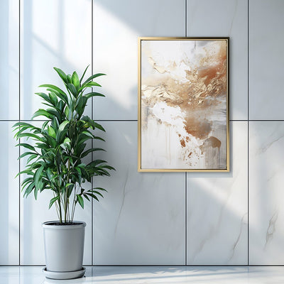 Canvas Wall Art Stretched Over Wooden Frame with Floating Frame and Gold Pattern Painting CV4165 - Al Rugaib Furniture