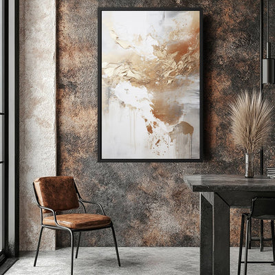 Canvas Wall Art Stretched Over Wooden Frame with Floating Frame and Gold Pattern Painting CV4165 - Al Rugaib Furniture