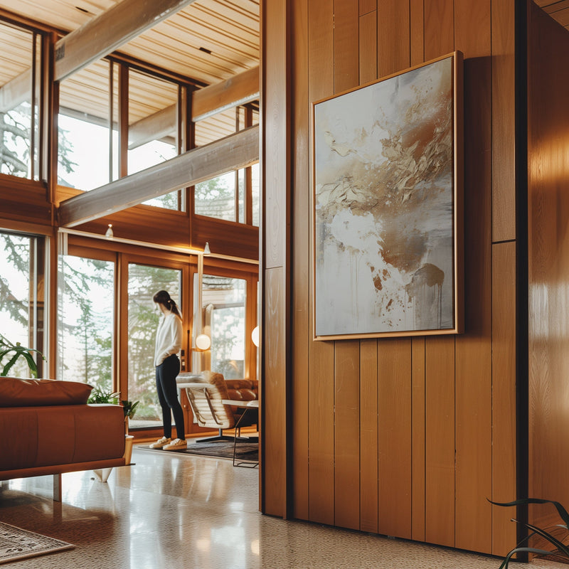 Canvas Wall Art Stretched Over Wooden Frame with Floating Frame and Gold Pattern Painting CV4165 - Al Rugaib Furniture