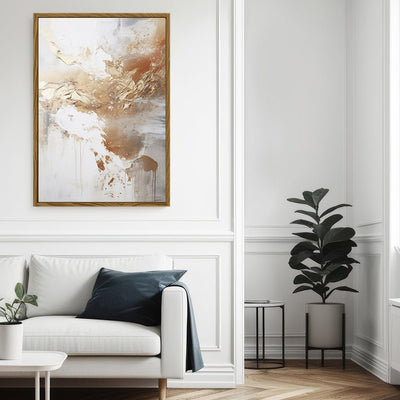 Canvas Wall Art Stretched Over Wooden Frame with Floating Frame and Gold Pattern Painting CV4165 - Al Rugaib Furniture