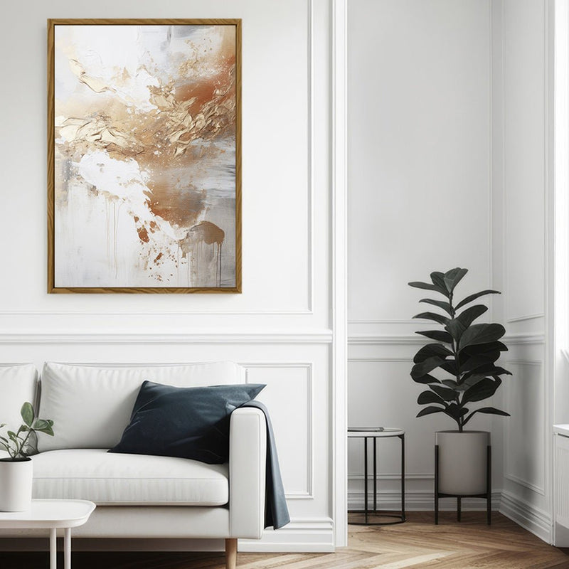 Canvas Wall Art Stretched Over Wooden Frame with Floating Frame and Gold Pattern Painting CV4165 - Al Rugaib Furniture