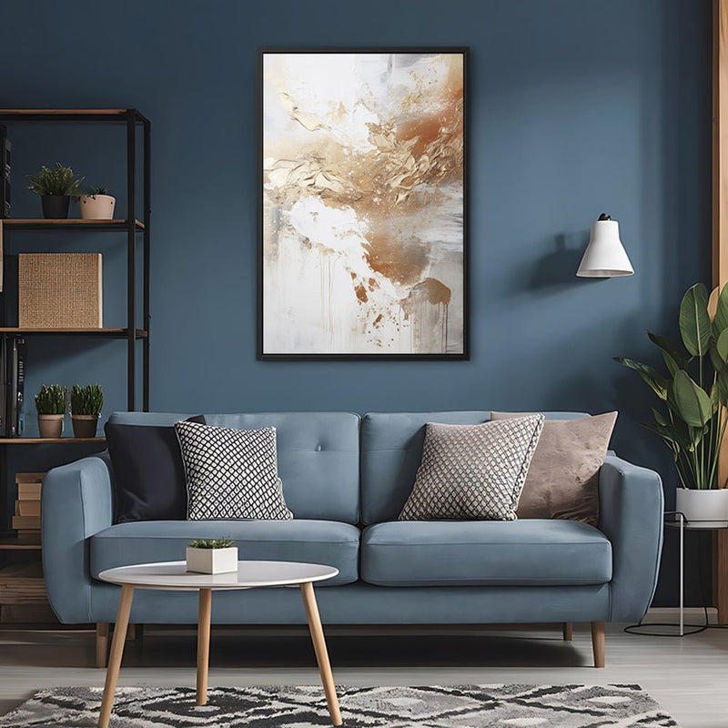 Canvas Wall Art Stretched Over Wooden Frame with Floating Frame and Gold Pattern Painting CV4165 - Al Rugaib Furniture