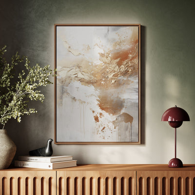 Canvas Wall Art Stretched Over Wooden Frame with Floating Frame and Gold Pattern Painting CV4165 - Al Rugaib Furniture