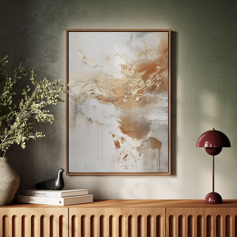 Canvas Wall Art Stretched Over Wooden Frame with Floating Frame and Gold Pattern Painting CV4165 - Al Rugaib Furniture