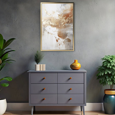 Canvas Wall Art Stretched Over Wooden Frame with Floating Frame and Gold Pattern Painting CV4165 - Al Rugaib Furniture