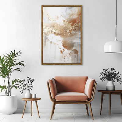 Canvas Wall Art Stretched Over Wooden Frame with Floating Frame and Gold Pattern Painting CV4165 - Al Rugaib Furniture