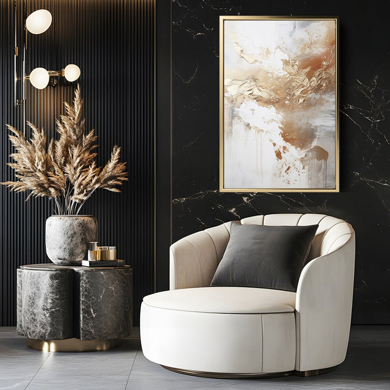 Canvas Wall Art Stretched Over Wooden Frame with Floating Frame and Gold Pattern Painting CV4165 - Al Rugaib Furniture