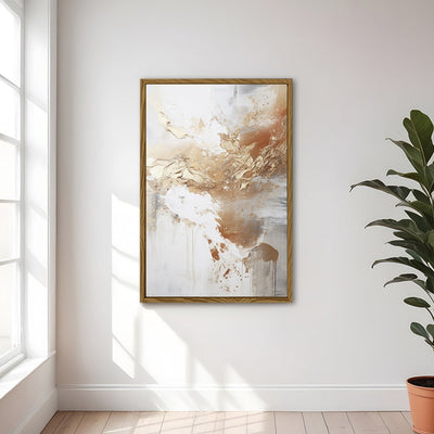 Canvas Wall Art Stretched Over Wooden Frame with Floating Frame and Gold Pattern Painting CV4165 - Al Rugaib Furniture