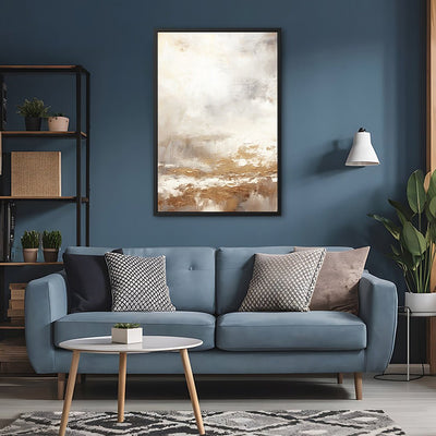 Canvas Wall Art Stretched Over Wooden Frame with Floating Frame and Gold Pattern Painting CV4166 - Al Rugaib Furniture