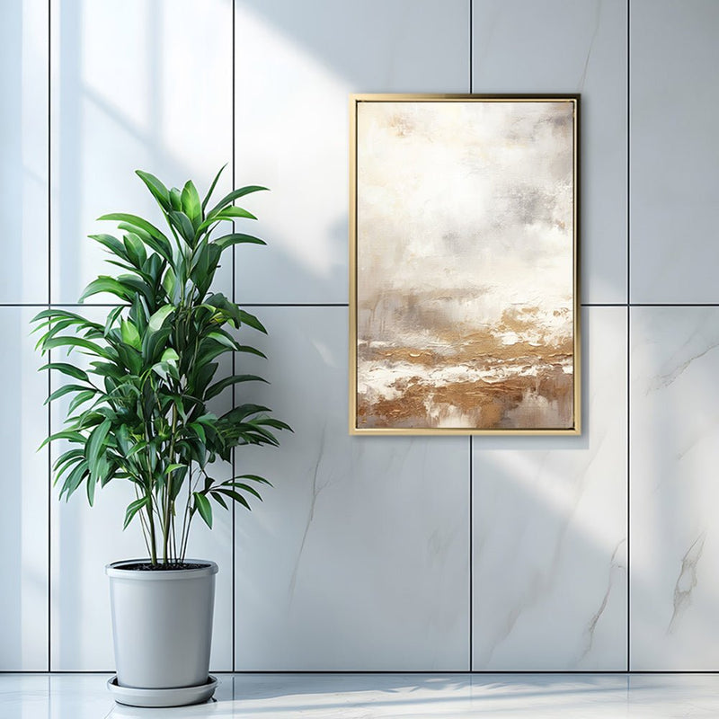 Canvas Wall Art Stretched Over Wooden Frame with Floating Frame and Gold Pattern Painting CV4166 - Al Rugaib Furniture