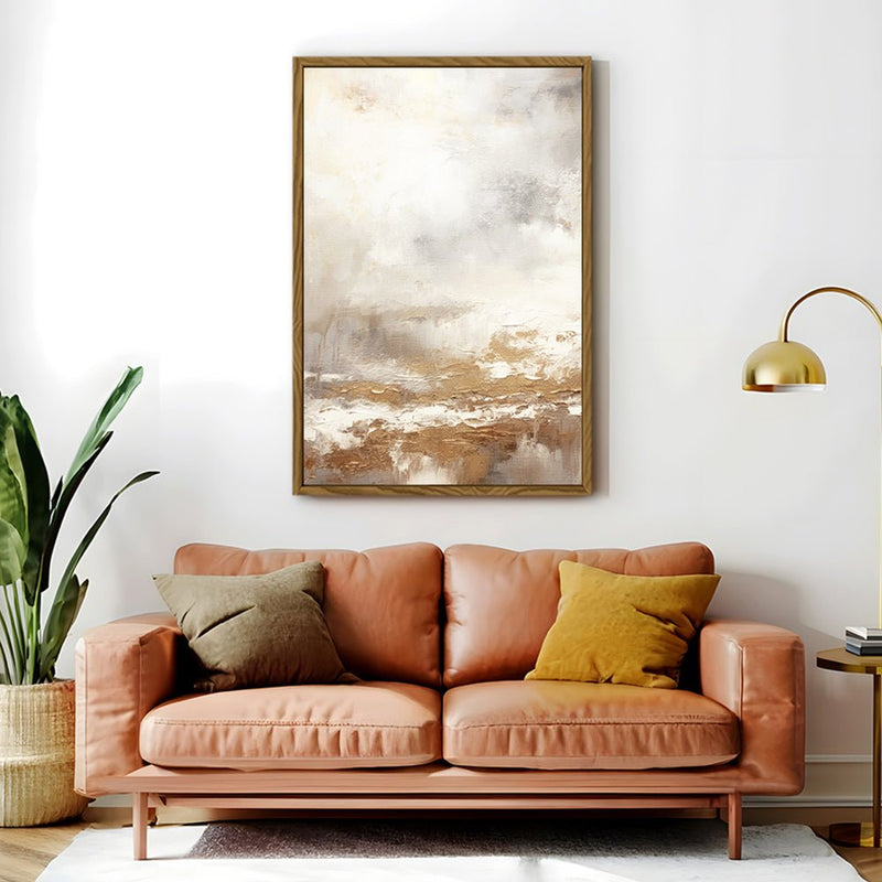 Canvas Wall Art Stretched Over Wooden Frame with Floating Frame and Gold Pattern Painting CV4166 - Al Rugaib Furniture