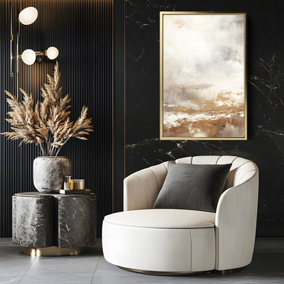 Canvas Wall Art Stretched Over Wooden Frame with Floating Frame and Gold Pattern Painting CV4166 - Al Rugaib Furniture