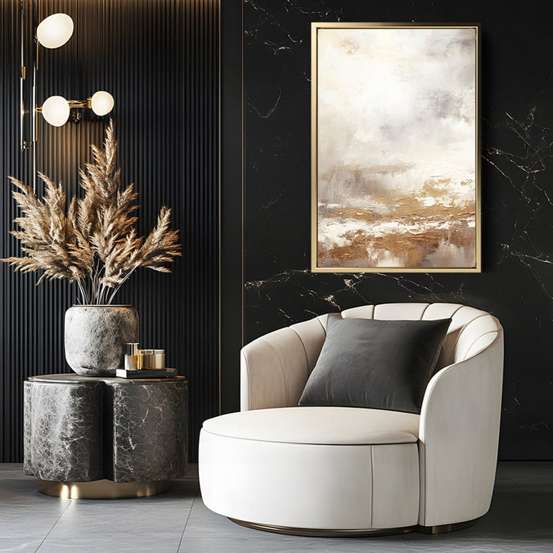 Canvas Wall Art Stretched Over Wooden Frame with Floating Frame and Gold Pattern Painting CV4166 - Al Rugaib Furniture