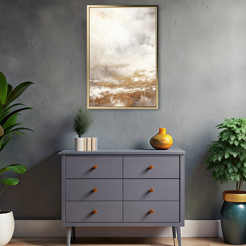 Canvas Wall Art Stretched Over Wooden Frame with Floating Frame and Gold Pattern Painting CV4166 - Al Rugaib Furniture