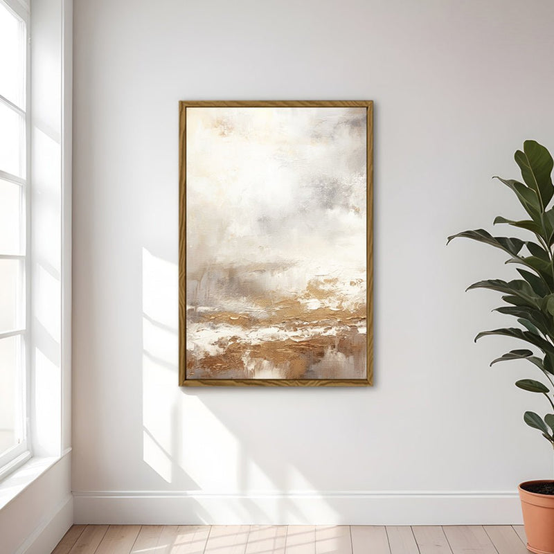 Canvas Wall Art Stretched Over Wooden Frame with Floating Frame and Gold Pattern Painting CV4166 - Al Rugaib Furniture