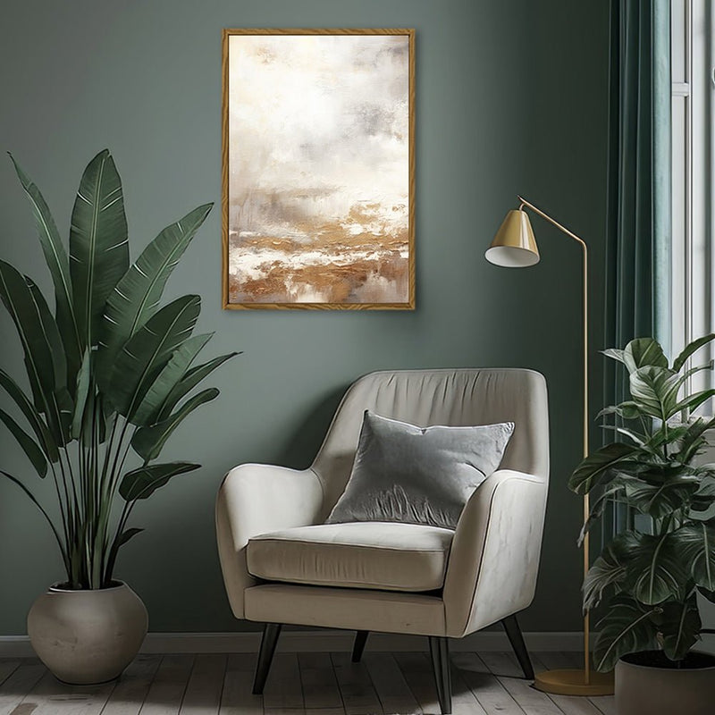 Canvas Wall Art Stretched Over Wooden Frame with Floating Frame and Gold Pattern Painting CV4166 - Al Rugaib Furniture
