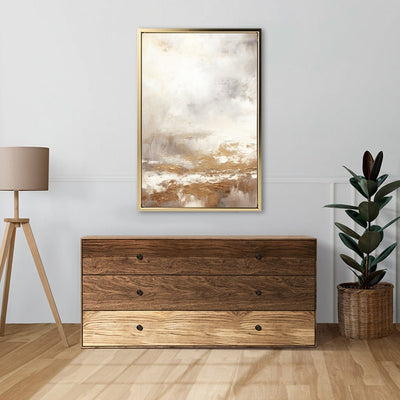 Canvas Wall Art Stretched Over Wooden Frame with Floating Frame and Gold Pattern Painting CV4166 - Al Rugaib Furniture