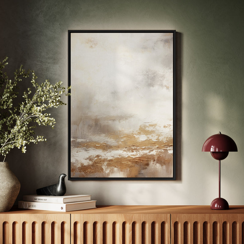 Canvas Wall Art Stretched Over Wooden Frame with Floating Frame and Gold Pattern Painting CV4166 - Al Rugaib Furniture