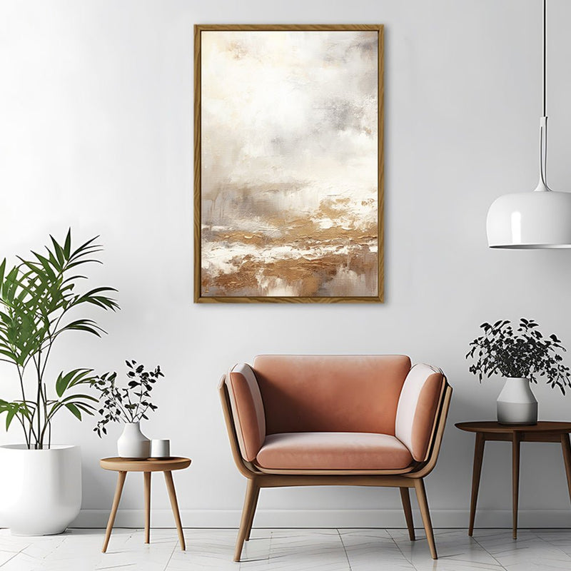 Canvas Wall Art Stretched Over Wooden Frame with Floating Frame and Gold Pattern Painting CV4166 - Al Rugaib Furniture